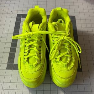 Fila neon yellow disruptor platform sneakers